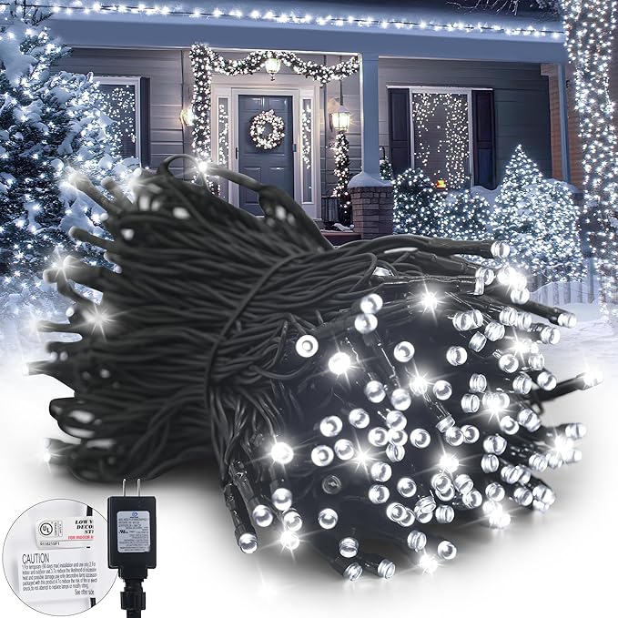 Kwaiffeo White Christmas Lights, 100ft 300LED